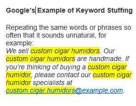 Example of keyword stuffing