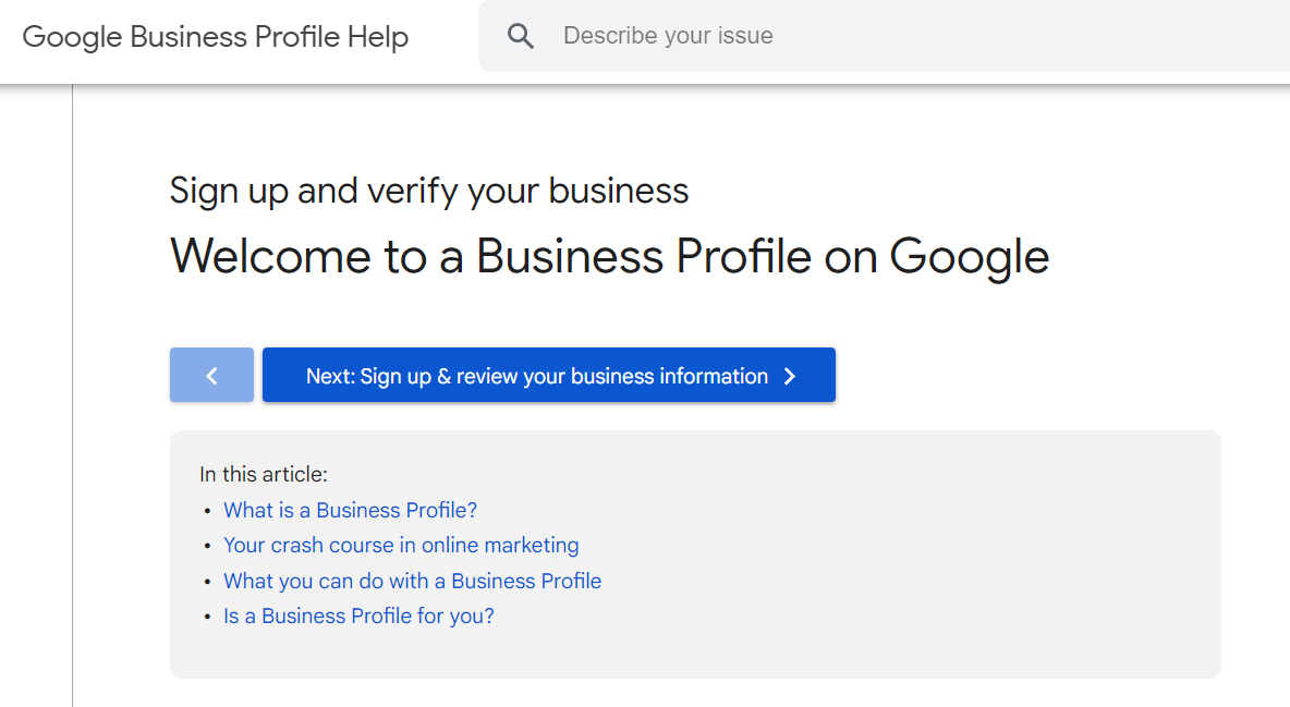 Google Business Profile Help for adding my business